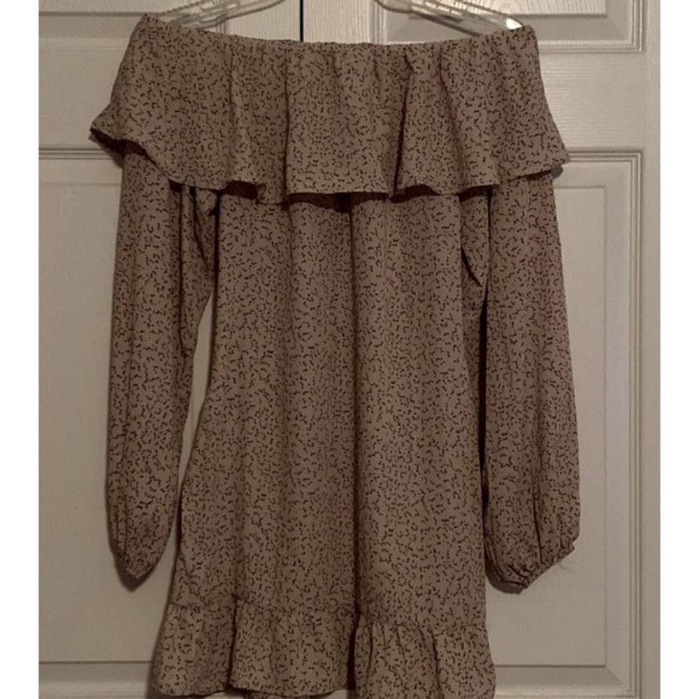 Nasty Girl Mini Dress NWT Puff Long Sleeve Ruched Off the Shoulder Women Size 8